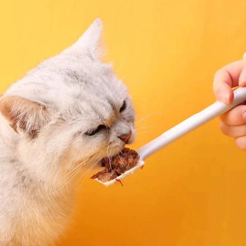 Pet Food Can Spoon And Lid, Cute Long Handle Spoon, Suitable For Wet Food, Canned Food, Snacks, Easy To Clean, Cats And Dogs