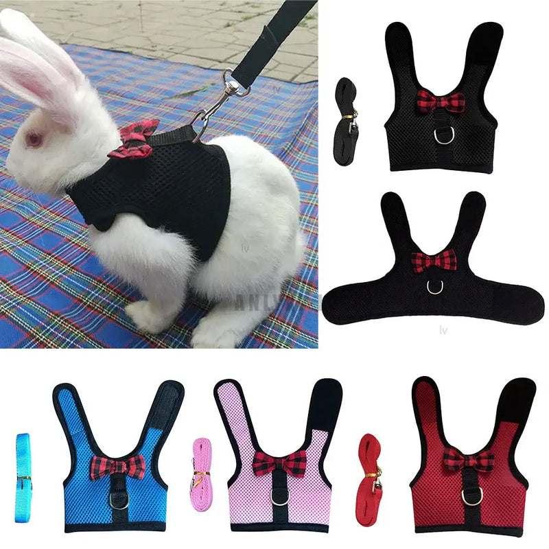 Pet Rabbit Hamster Mesh Soft Adjustable Harness Leash Ferret Guinea Pig Small Animal Walk Lead Bunny Pigs Chinchillas Necklace