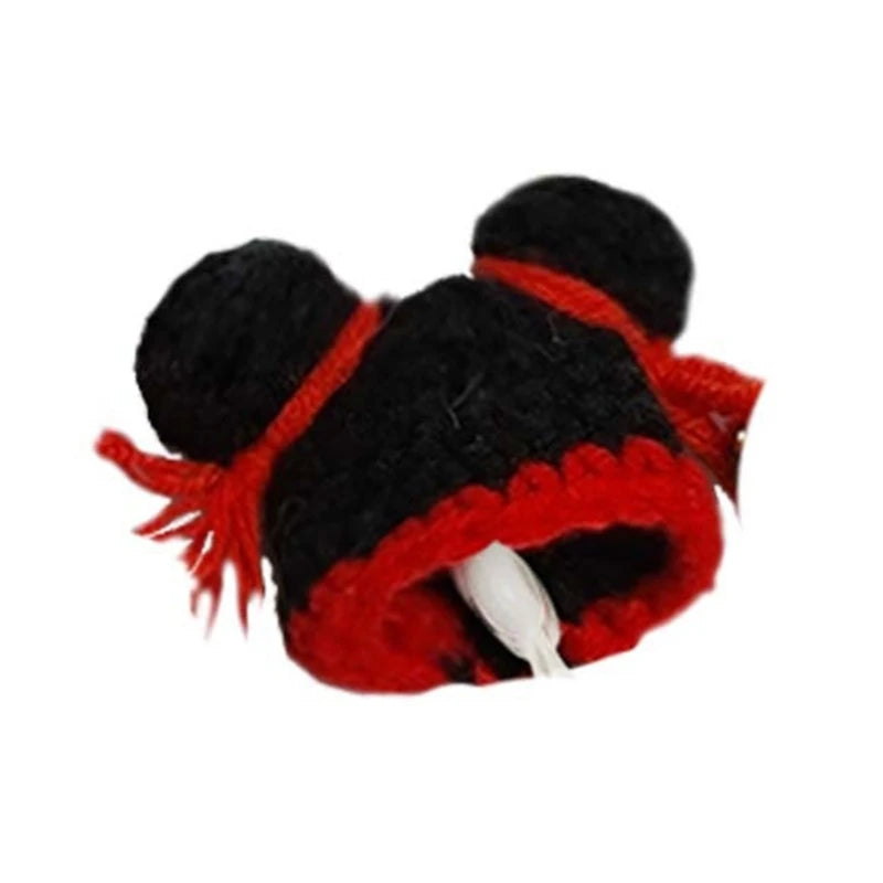 Small Hamster Hat Knitting Guinea Pigs Christmas Hat Hand Knitted Tiny Hat with Adjustable Strap Holiday Christmas Party
