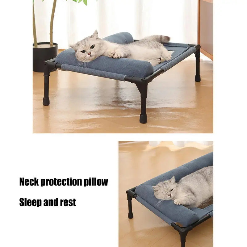 Dog Cot Outdoor Dog Bed With Pillow And Breathable Mesh Removable Pet Furniture For Cat Patio Sunbathing Travel Training Home