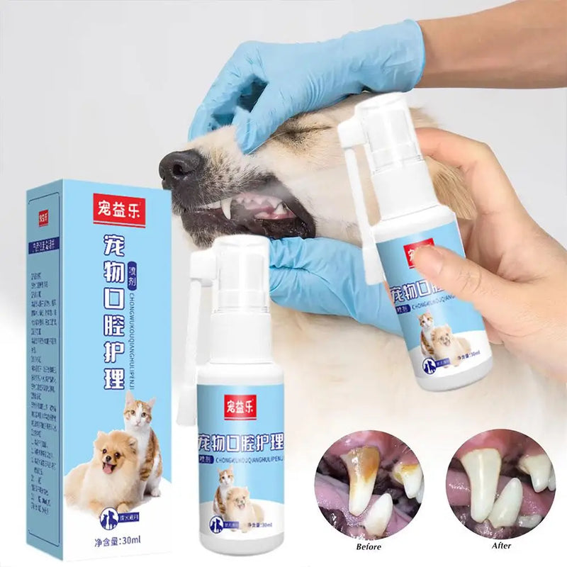 Pet Oral Care Spray for Cat Dog Instant Pet Fresh Breath Dental Care Teeth Cleaning Anti Inflammatory Dog Gingivitis Treatment