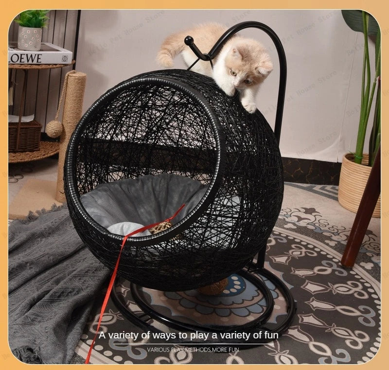 Cat Hanging Basket Hammock Cat Nest Semi-enclosed Pet Furniture Luxury Cat Bed Pet Supplies Pet Toys