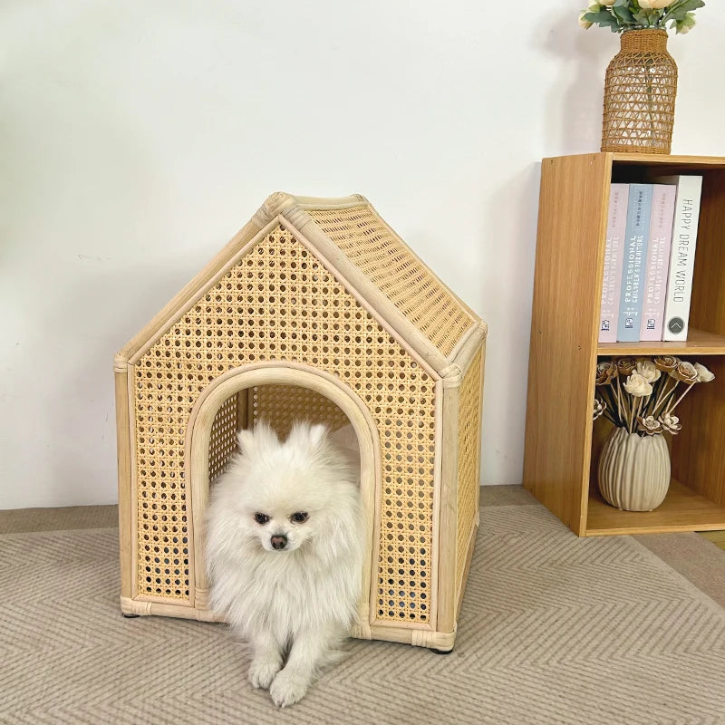 YXT Dog House/Dog Bed/Cat House Pet Furniture Eco-friendly Luxury Hand-Woven Rattan  Rattan Pet House Cage Woven Rattan Pet Bed