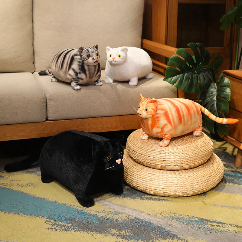 30/50cm Chubby Fat Cat Plushie Toy 3D Simulation Little Head Big Body Animal Doll Huggable Pillow Home Decoration