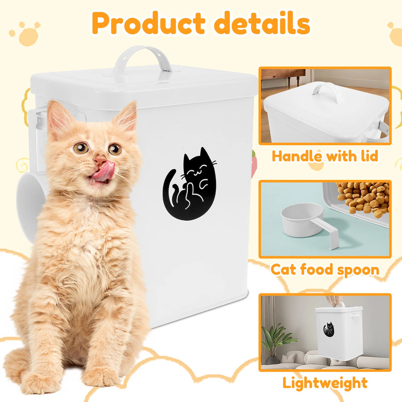 Pet Food Storage Barrel Metal Thickened Cat Food Container with Lid Silicone Gasket 6L Large Capacity Dog Treat Holder Organizer