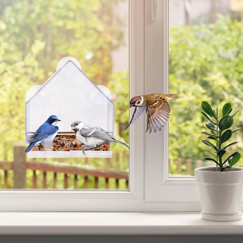 Bird Feeder Birds House for Outdoor, Window Bird Feeder with Strong Suction Cups for Wild Birds, Cardinal, Bluebird