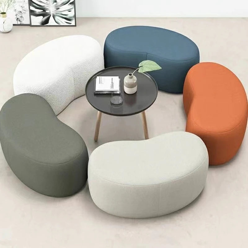 Fashion Curved Seat Cushion Ottoman Dressing Makeup Shoe Stool Pouf Soft Fleece Bench Adutls Baby Kids Gift Home Decor Furniture