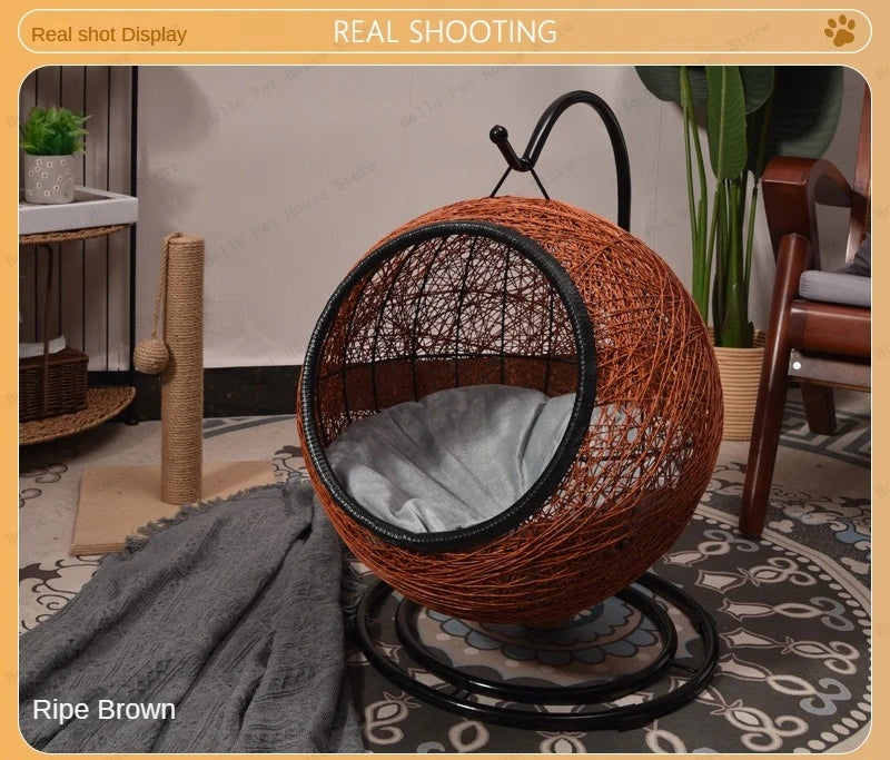 Cat Hanging Basket Hammock Cat Nest Semi-enclosed Pet Furniture Luxury Cat Bed Pet Supplies Pet Toys