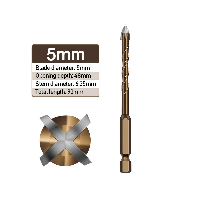 Masonry Concrete Drill Bits For Glass Ceramic Tile Brick Plastic Wood Mason Hard Alloy Wall Hole Opener Hex Shank 3mm To 12mm