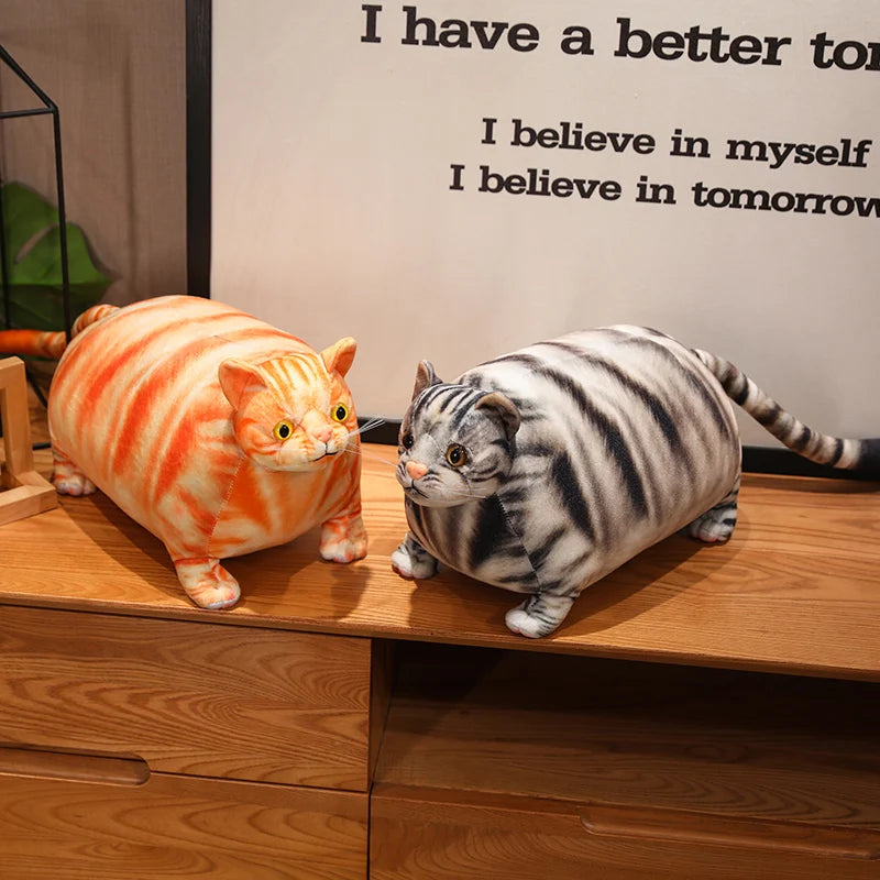 30/50cm Chubby Fat Cat Plushie Toy 3D Simulation Little Head Big Body Animal Doll Huggable Pillow Home Decoration