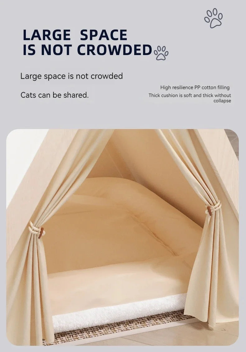 Pet Tent House Foldable and Removable Portable Comfortable and Breathable Cat House Stable Dog House with Thick Pad Pet Supplies